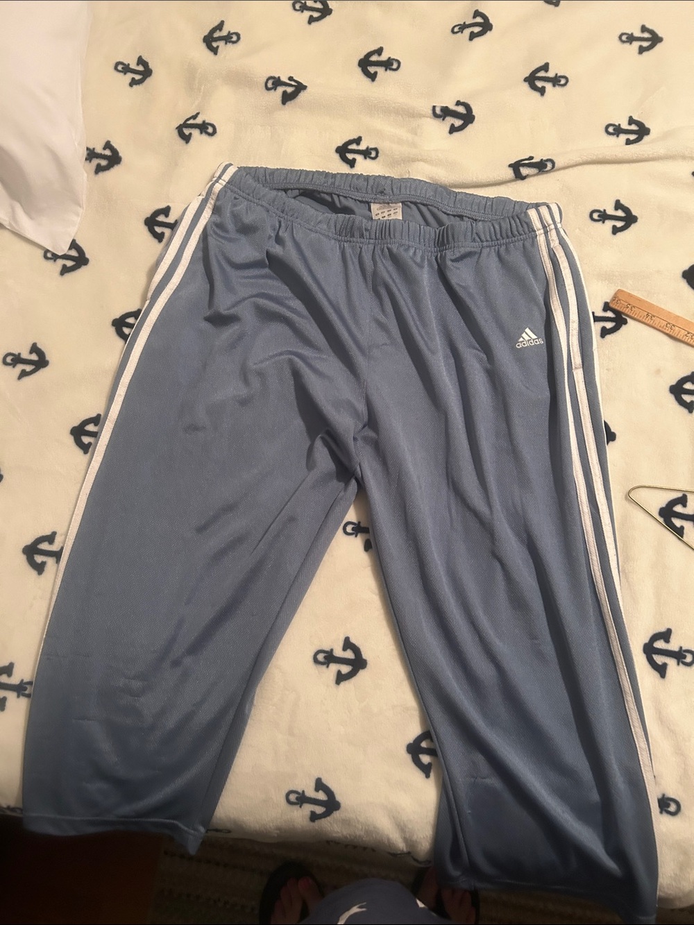 adidas  Blue Track Pants with White Side Stripes